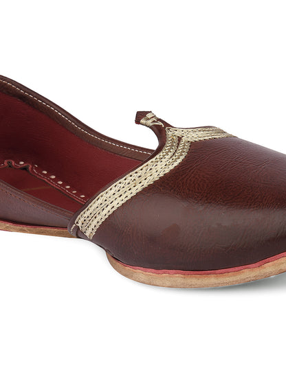 DESI COLOUR Mens Brown Ethnic Footwear/Punjabi Jutti