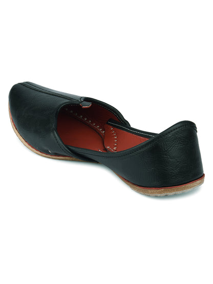 DESI COLOUR Mens Black Ethnic Footwear/Punjabi Jutti