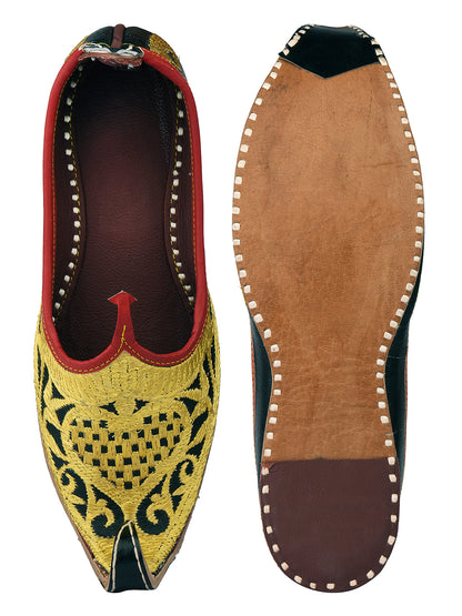 DESI COLOUR Mens Gold Ethnic Footwear/Punjabi Jutti