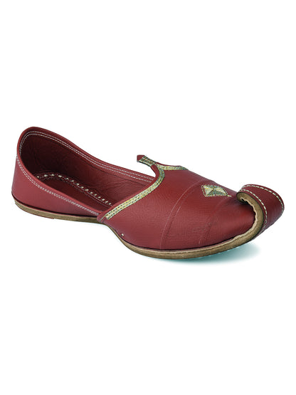 DESI COLOUR Mens Maroon Ethnic Footwear/Punjabi Jutti