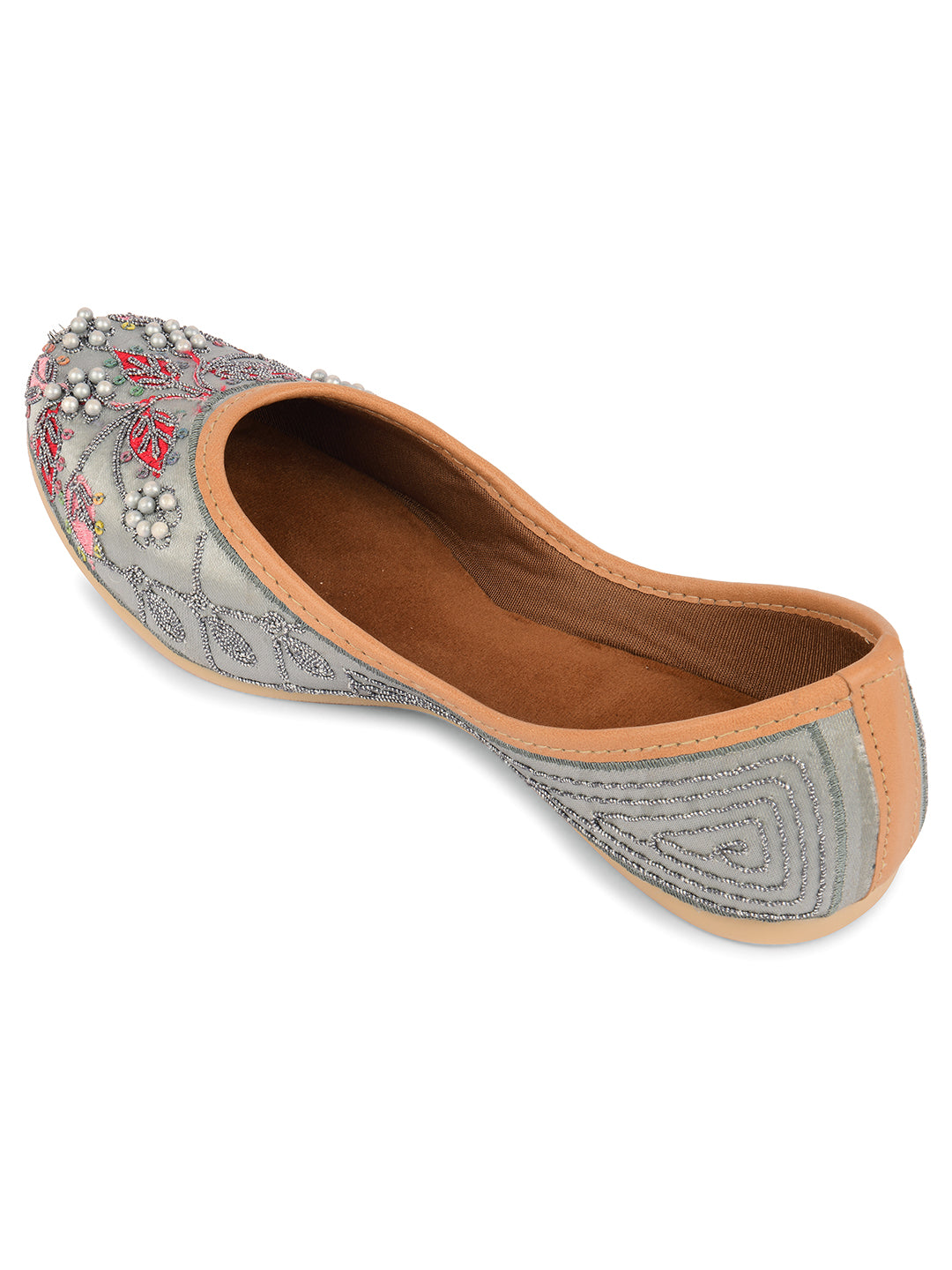 DESI COLOUR Women Grey Ethnic Punjabi Jutti