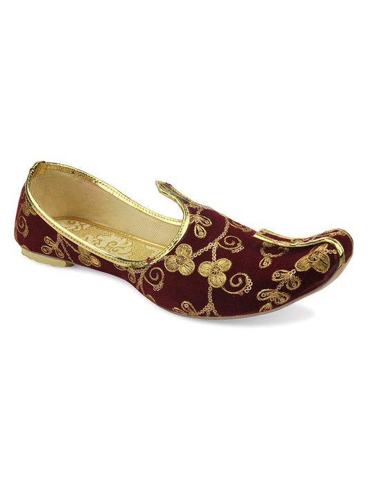 DESI COLOUR Mens Gold Ethnic Footwear/Punjabi Jutti