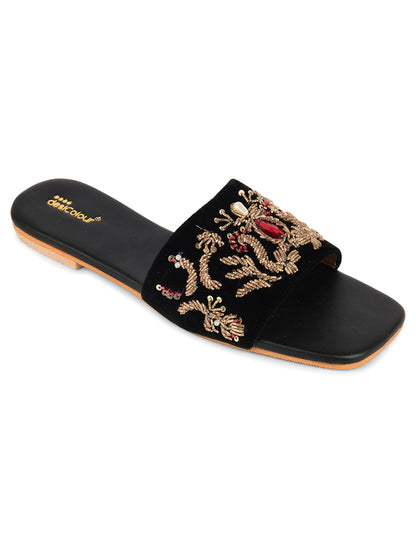 DESI COLOUR Women Black Ethnic Punjabi Jutti