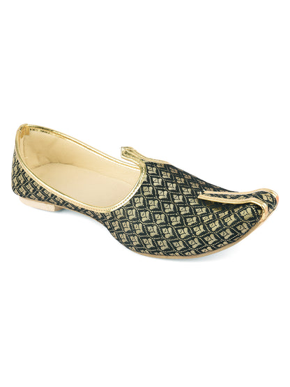 DESI COLOUR Mens Gold Ethnic Footwear/Punjabi Jutti