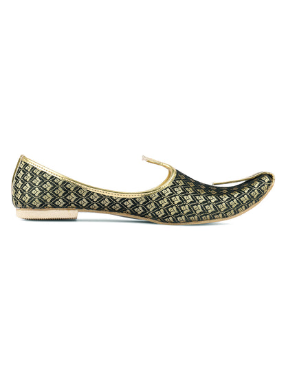 DESI COLOUR Mens Gold Ethnic Footwear/Punjabi Jutti