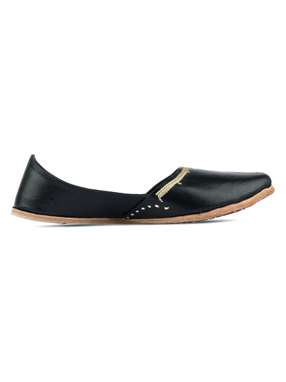 DESI COLOUR Mens Black Ethnic Footwear/Punjabi Jutti