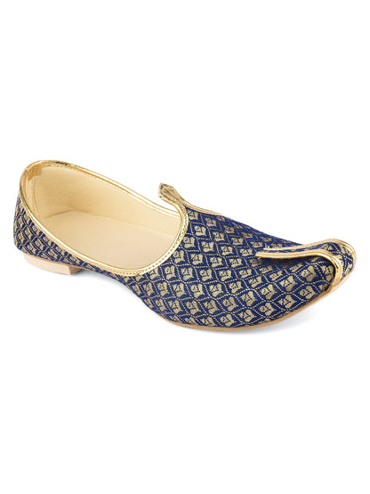 DESI COLOUR Mens Blue Ethnic Footwear/Punjabi Jutti