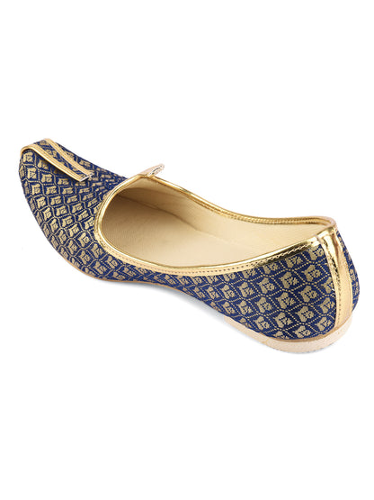 DESI COLOUR Mens Blue Ethnic Footwear/Punjabi Jutti