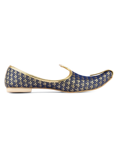 DESI COLOUR Mens Blue Ethnic Footwear/Punjabi Jutti