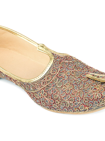 DESI COLOUR Mens Grey Ethnic Footwear/Punjabi Jutti