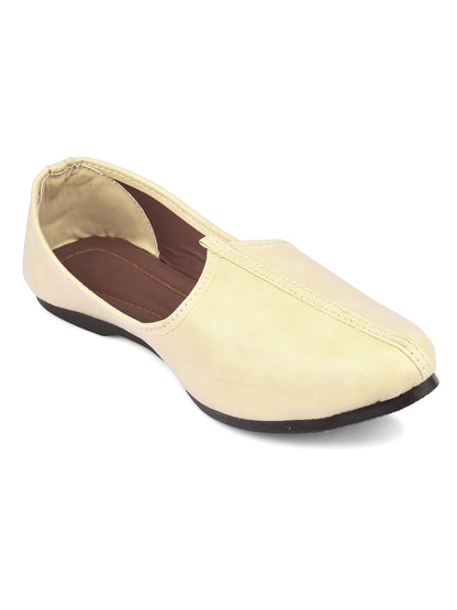 DESI COLOUR Mens Off White Ethnic Footwear/Punjabi Jutti