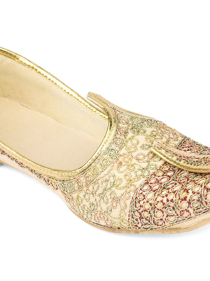 DESI COLOUR Mens Gold Ethnic Footwear/Punjabi Jutti