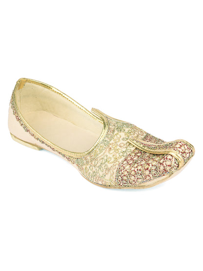 DESI COLOUR Mens Gold Ethnic Footwear/Punjabi Jutti