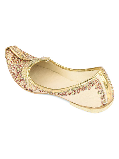 DESI COLOUR Mens Gold Ethnic Footwear/Punjabi Jutti