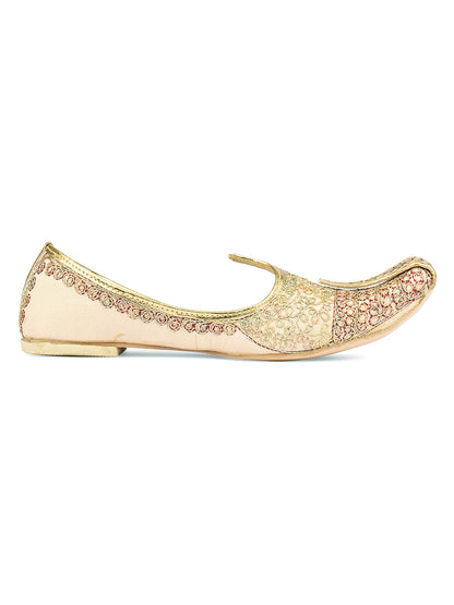 DESI COLOUR Mens Gold Ethnic Footwear/Punjabi Jutti