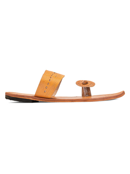 DESI COLOUR Mens Tan Ethnic Footwear/Punjabi Jutti