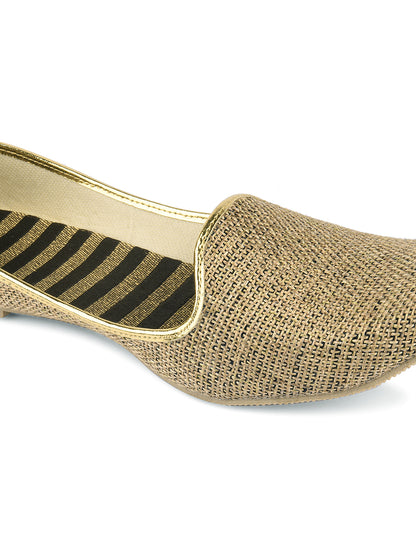 DESI COLOUR Mens Gold Ethnic Footwear/Punjabi Jutti