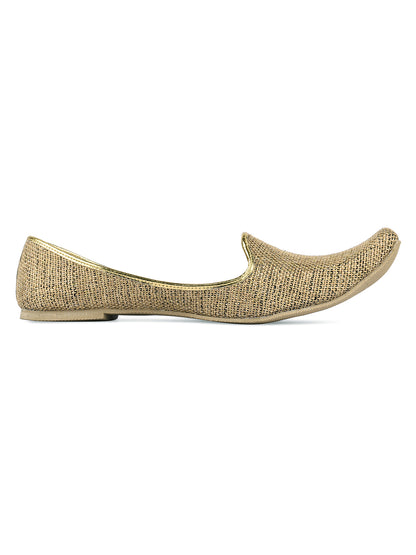 DESI COLOUR Mens Gold Ethnic Footwear/Punjabi Jutti