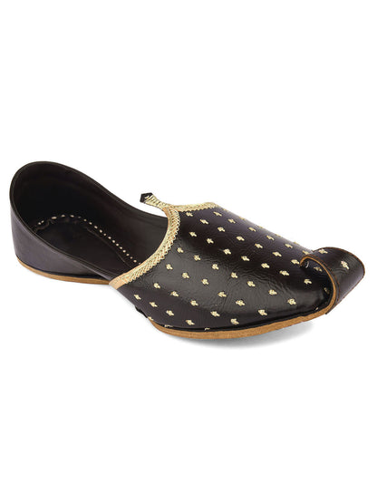 DESI COLOUR Mens Gold Ethnic Footwear/Punjabi Jutti