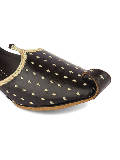 DESI COLOUR Mens Gold Ethnic Footwear/Punjabi Jutti