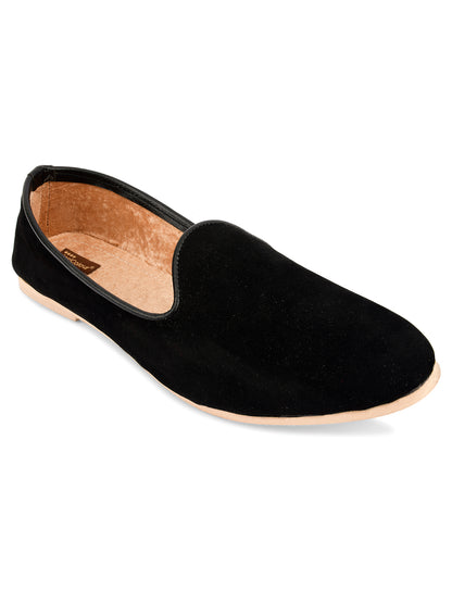 DESI COLOUR Mens Black Ethnic Footwear/Punjabi Jutti