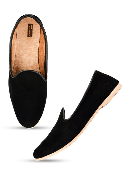 DESI COLOUR Mens Black Ethnic Footwear/Punjabi Jutti