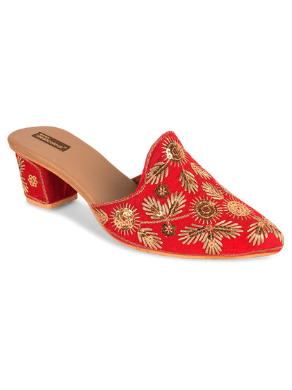 DESI COLOUR Women Red Ethnic Punjabi Jutti