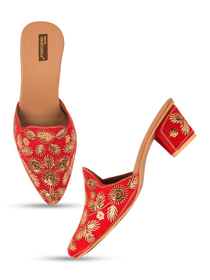 DESI COLOUR Women Red Ethnic Punjabi Jutti