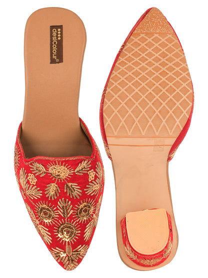 DESI COLOUR Women Red Ethnic Punjabi Jutti