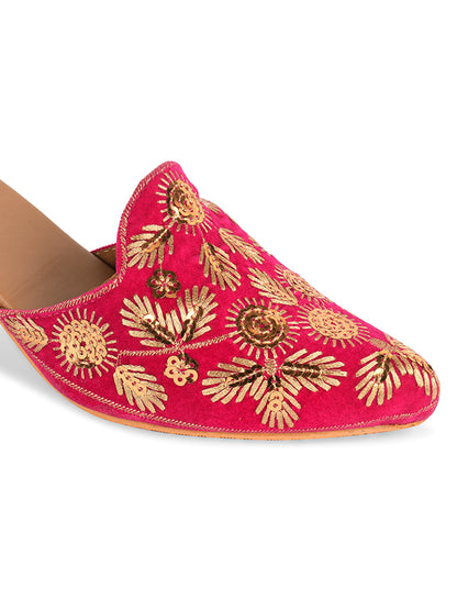 DESI COLOUR Women Pink Ethnic Punjabi Jutti