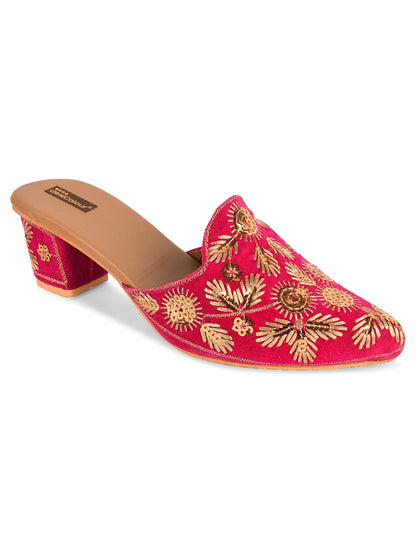 DESI COLOUR Women Pink Ethnic Punjabi Jutti