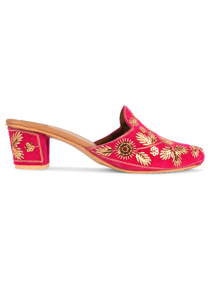 DESI COLOUR Women Pink Ethnic Punjabi Jutti