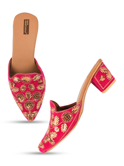 DESI COLOUR Women Pink Ethnic Punjabi Jutti