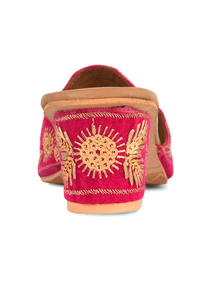 DESI COLOUR Women Pink Ethnic Punjabi Jutti