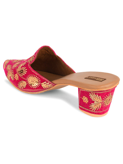 DESI COLOUR Women Pink Ethnic Punjabi Jutti