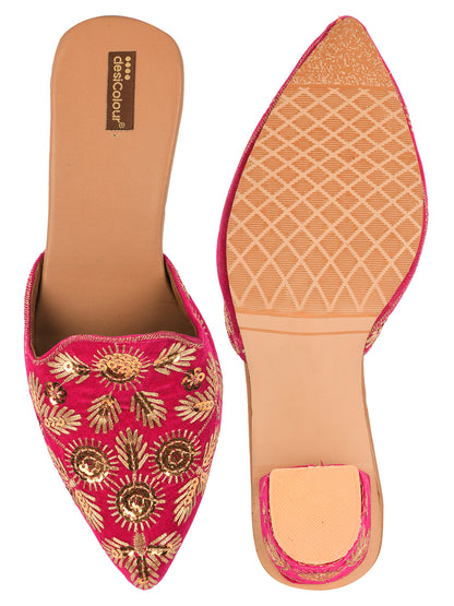 DESI COLOUR Women Pink Ethnic Punjabi Jutti