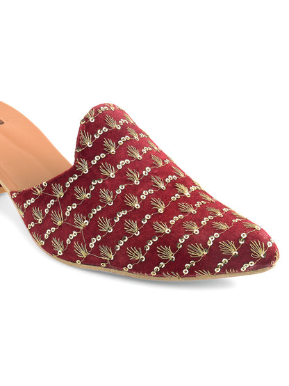 DESI COLOUR Women Maroon Ethnic Punjabi Jutti