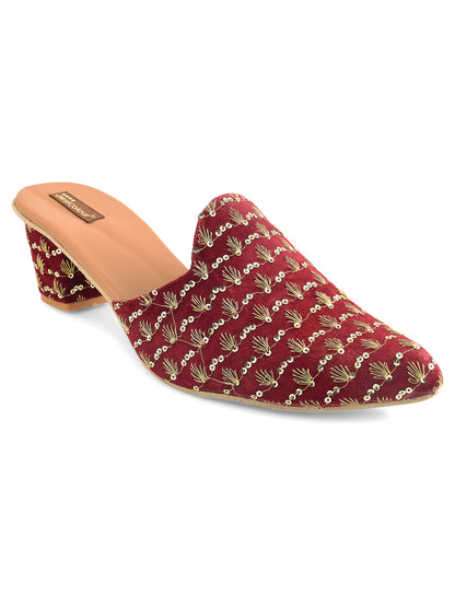 DESI COLOUR Women Maroon Ethnic Punjabi Jutti