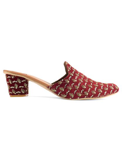 DESI COLOUR Women Maroon Ethnic Punjabi Jutti