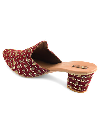 DESI COLOUR Women Maroon Ethnic Punjabi Jutti