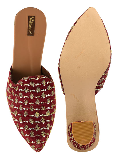 DESI COLOUR Women Maroon Ethnic Punjabi Jutti