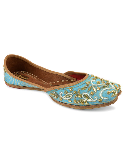 DESI COLOUR Women Blue Ethnic Punjabi Jutti