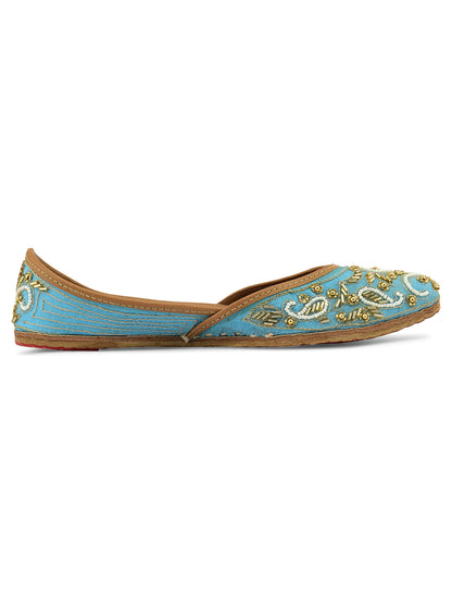 DESI COLOUR Women Blue Ethnic Punjabi Jutti