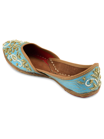 DESI COLOUR Women Blue Ethnic Punjabi Jutti