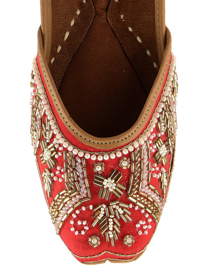 DESI COLOUR Women Red Ethnic Punjabi Jutti