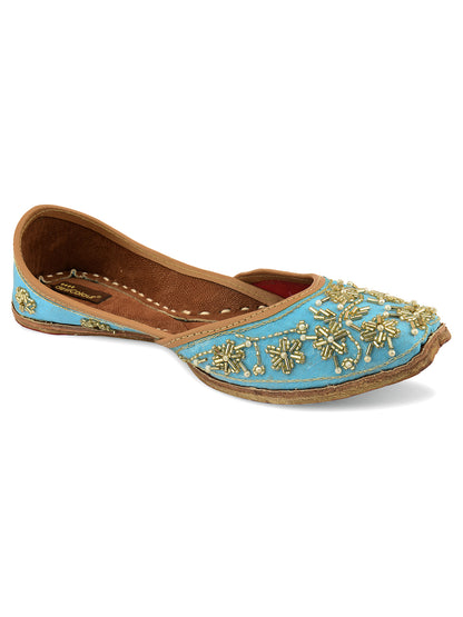 DESI COLOUR Women Blue Ethnic Punjabi Jutti