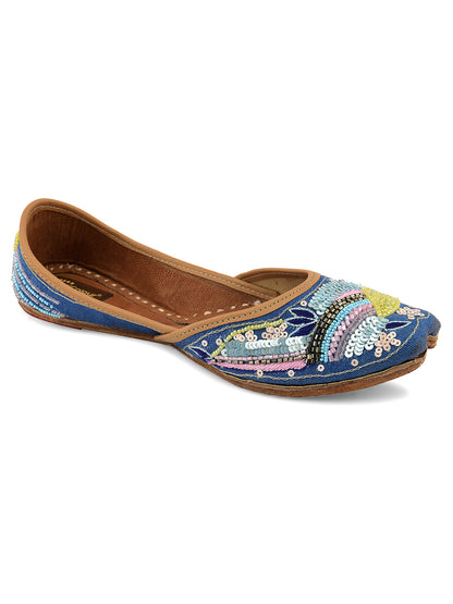 DESI COLOUR Women Blue Ethnic Punjabi Jutti