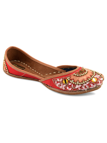 DESI COLOUR Women Red Ethnic Punjabi Jutti