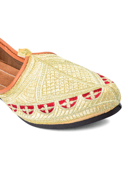 DESI COLOUR Mens Gold Ethnic Footwear/Punjabi Jutti