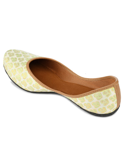 DESI COLOUR Women Sea Green Ethnic Mojaris Flats